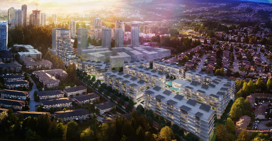 Coquitlam Sunset Urban Landscape Wallpaper