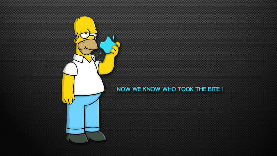 Corny Homer Simpson Biting Apple [wallpaper] Wallpaper
