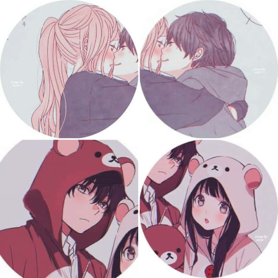 Corresponding Anime Couple In Hoodies Wallpaper