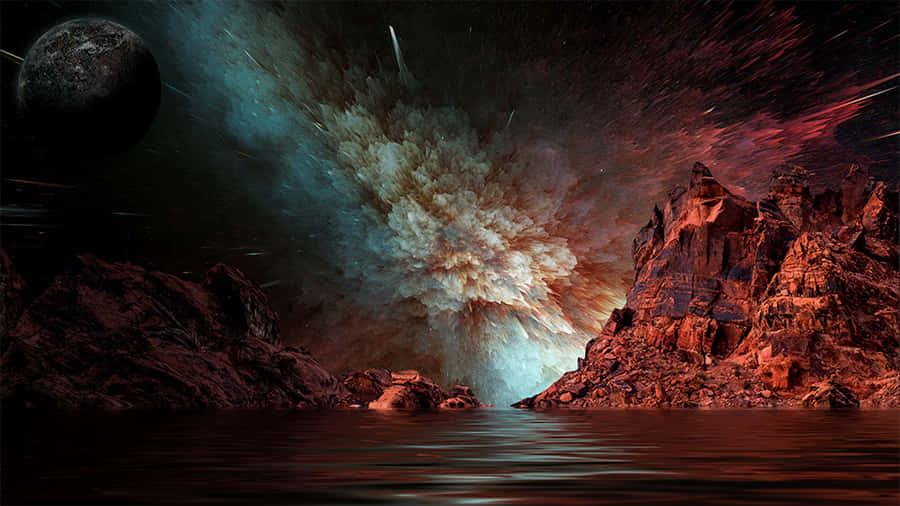 Cosmic_ Cataclysm_ Abstract_ Landscape Wallpaper