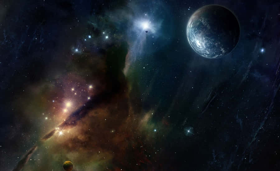 Cosmic Journey In Trippy Space Wallpaper
