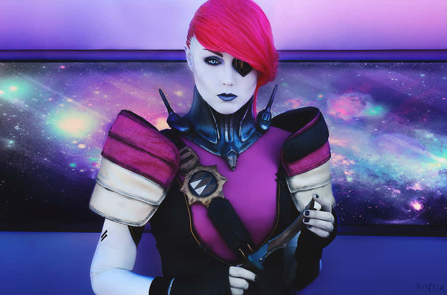 Cosmic Redhead Warrior Cosplay Wallpaper