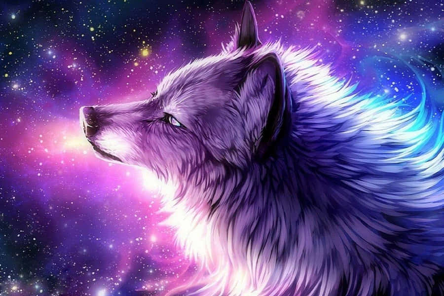 Cosmic Wolf Gazing Stars.jpg Wallpaper