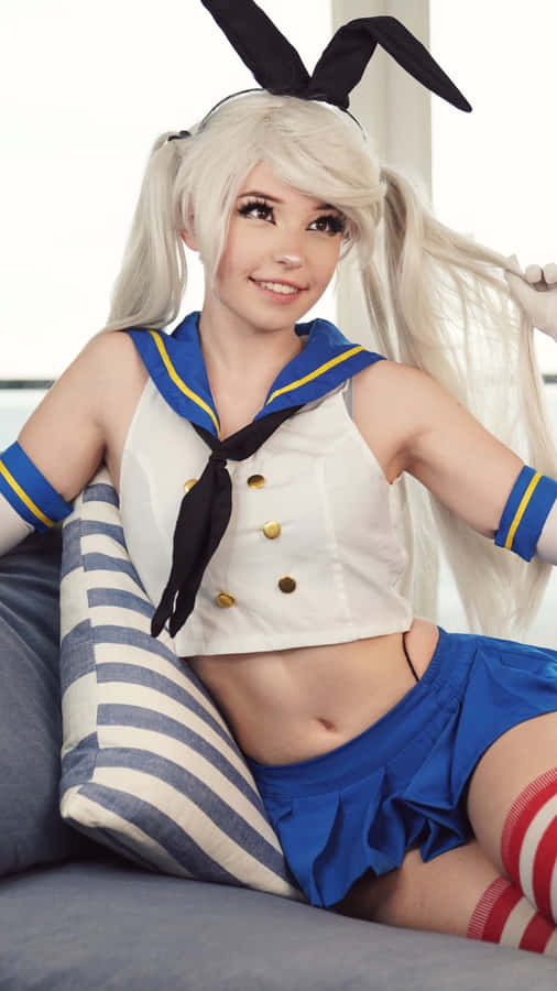 Cosplay Modelin Sailor Outfitwith Bunny Ears Wallpaper