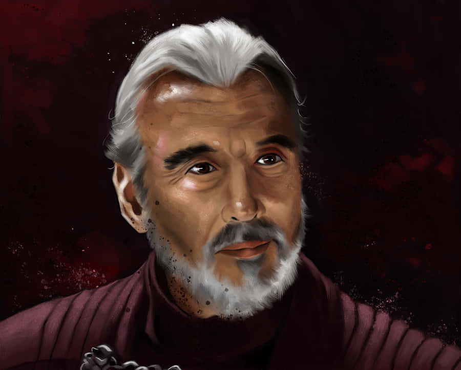 Count Dooku In A Powerful Stance Amidst A Darkened Setting Wallpaper