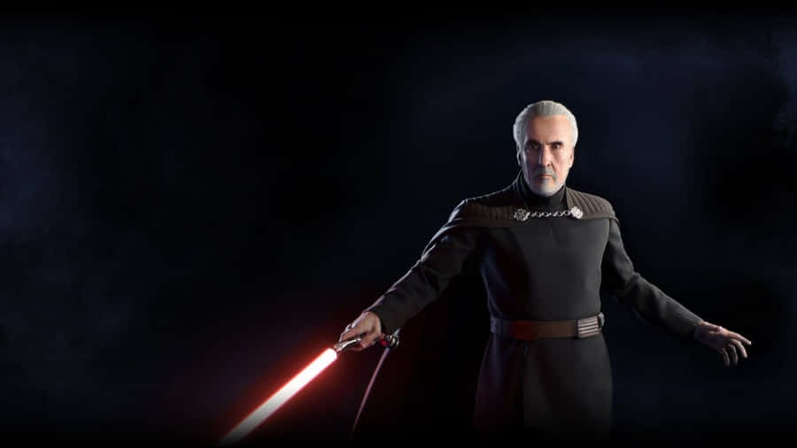 Count Dooku With Red Lightsaber Wallpaper
