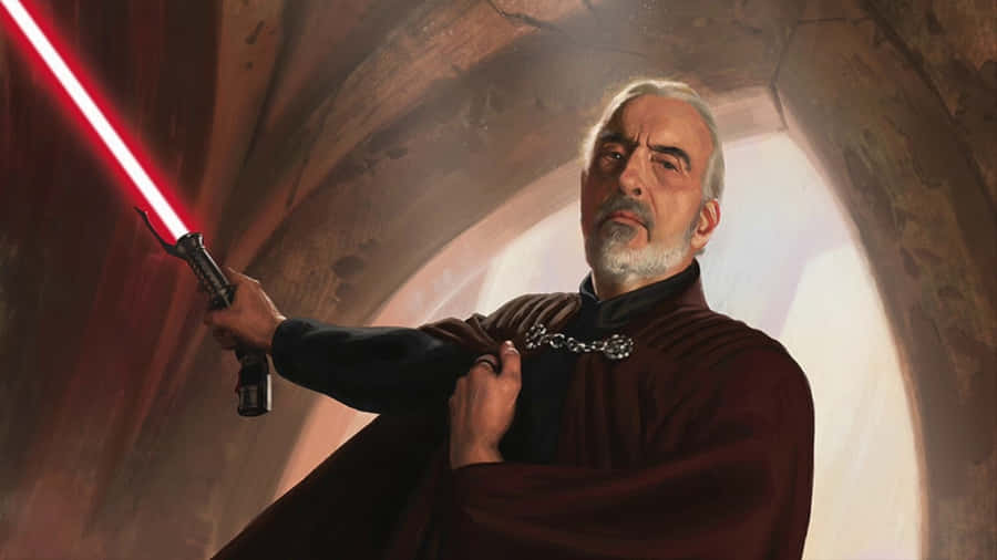 Count Dooku With Red Lightsaber Wallpaper