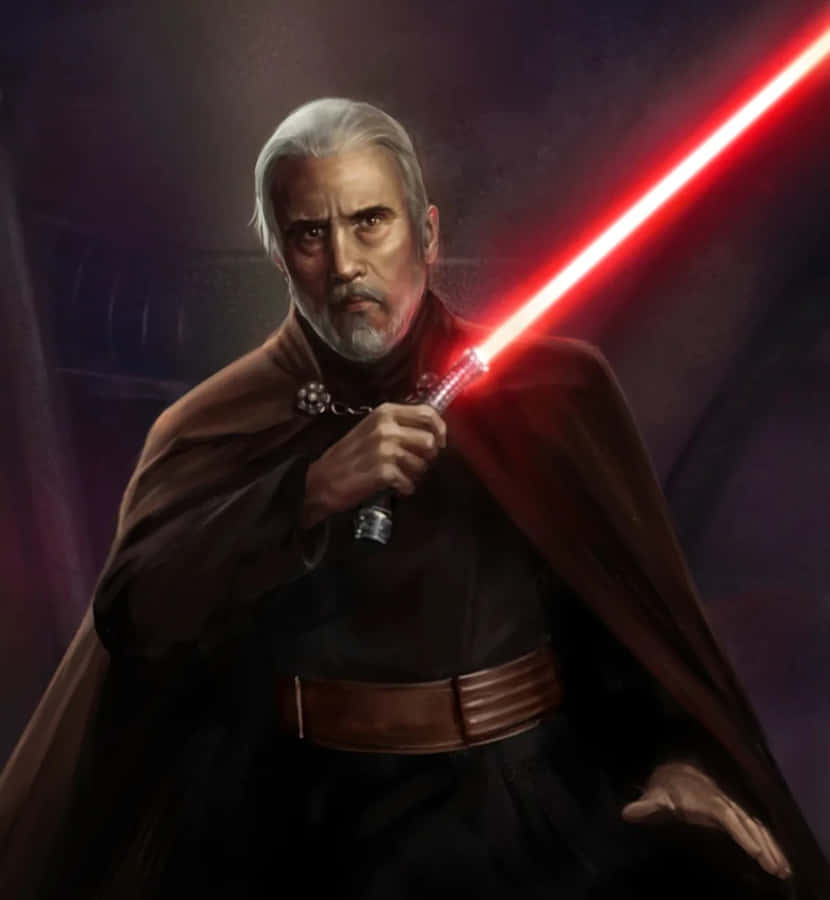 Count Dooku With Red Lightsaber Wallpaper