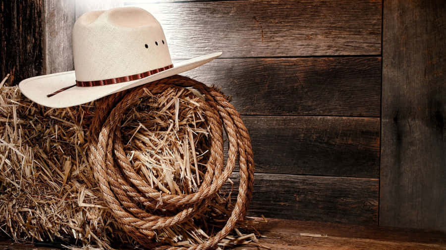 Country Cowboy Hat Rope Wallpaper