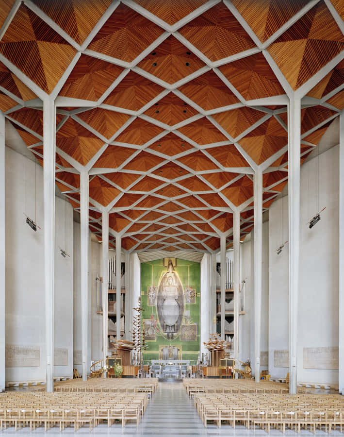 Coventry Cathedral Interior Wooden Vaulted Ceiling Wallpaper