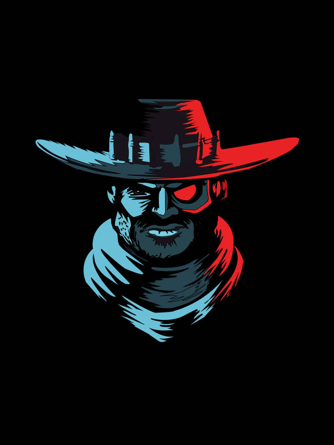 Cowboy Head Vector Art Wallpaper
