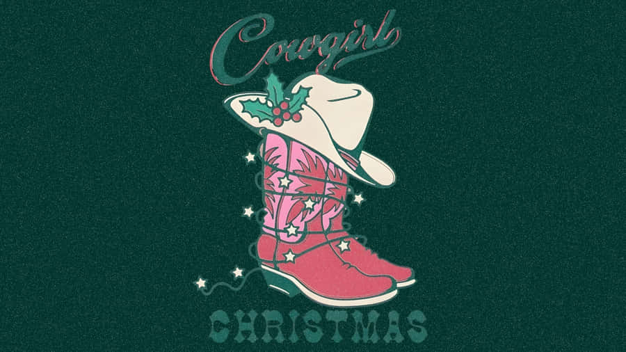 Cowgirl Christmas Boot Design Wallpaper