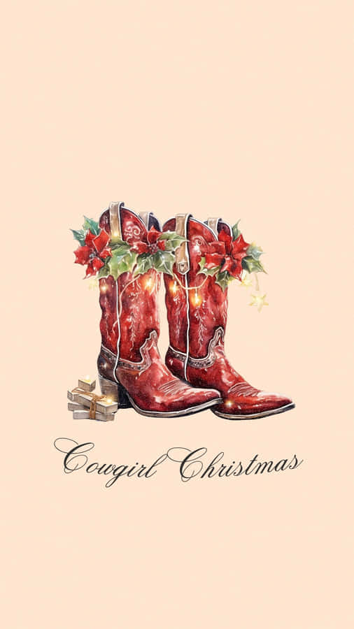 Cowgirl Christmas Boots Wallpaper