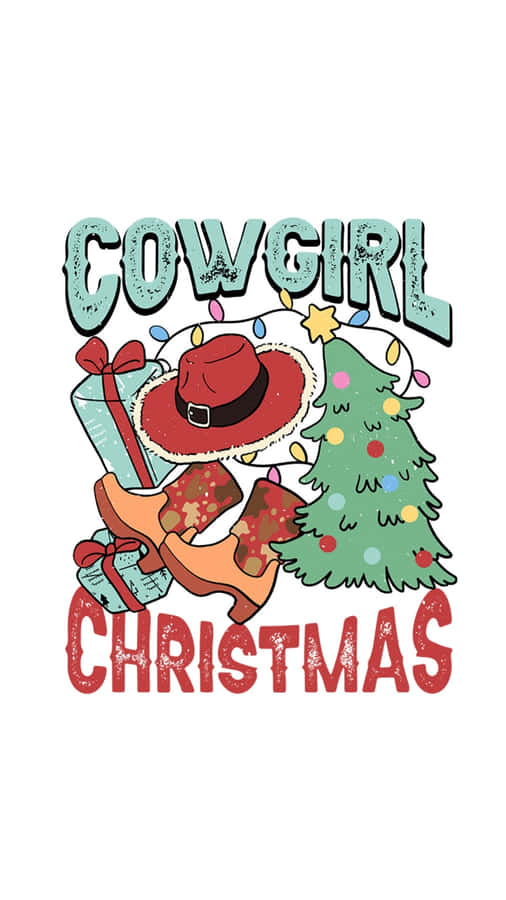 Cowgirl Christmas Holiday Design Wallpaper