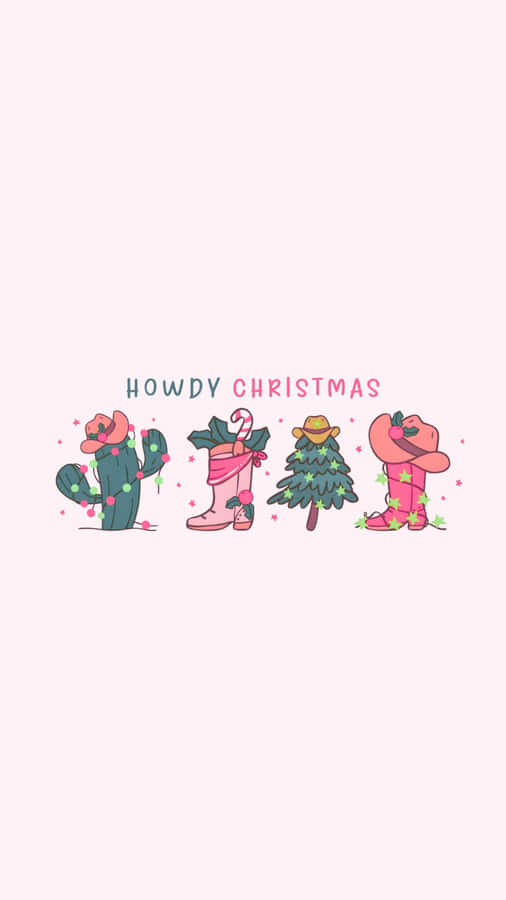 Cowgirl Christmas Holiday Icons Wallpaper