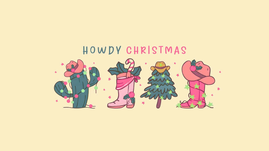 Cowgirl Christmas Holiday Icons Wallpaper