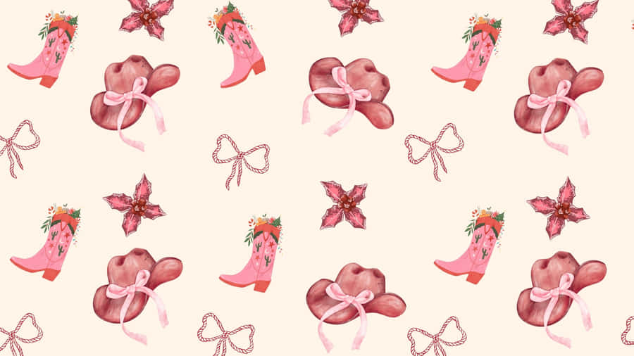 Cowgirl Christmas Pattern Wallpaper