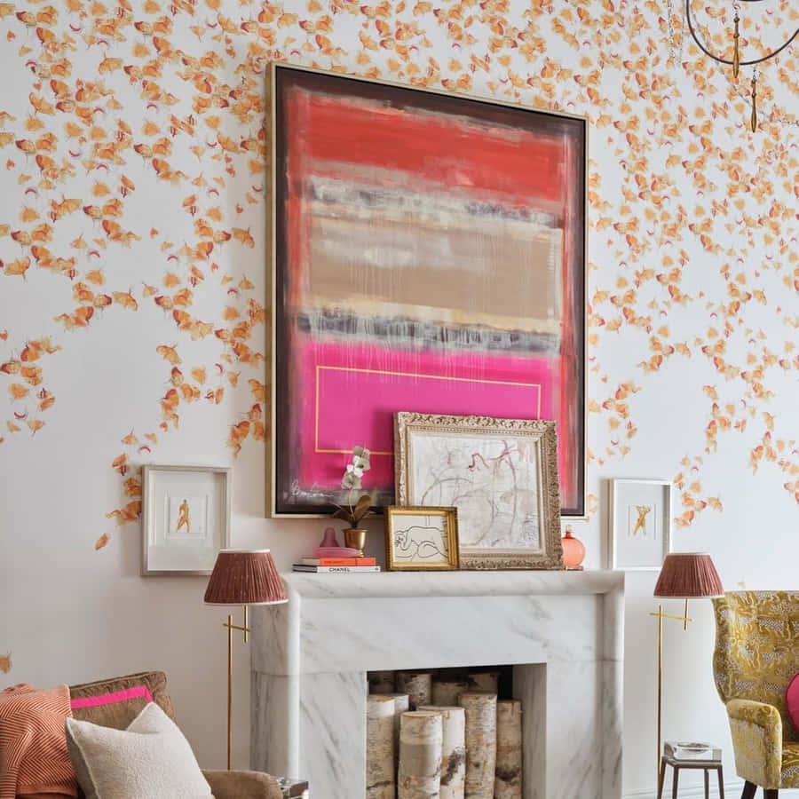 Cozy Autumn Fireplace Scene Wallpaper