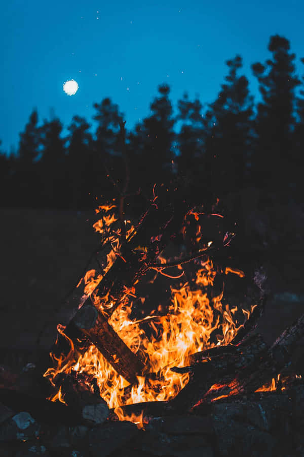 Cozy Fall Bonfire Night Wallpaper