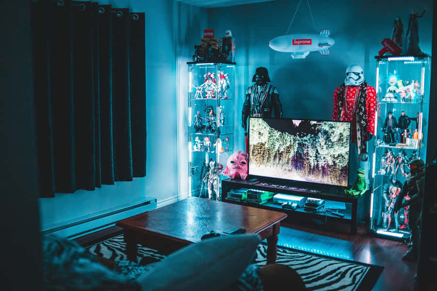 Cozy Home Entertainment Setup Wallpaper