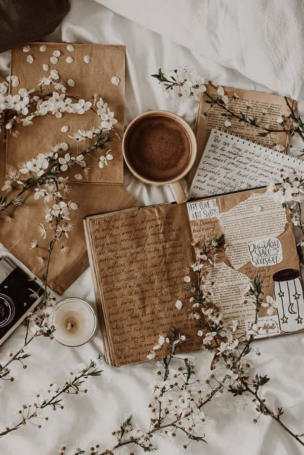 Cozy Vintage Journaling Scene Wallpaper
