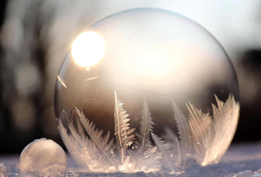Cozy Winter Aesthetic Snowflakes Frozen Bubble Photography Wallpaper