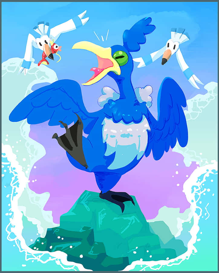 Cramorant Flying Alongside Wingull In The Sky Wallpaper