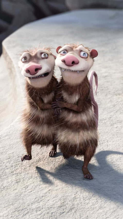 Crash And Eddie On Ice Age Dawn Of The Dinosaurs Wallpaper