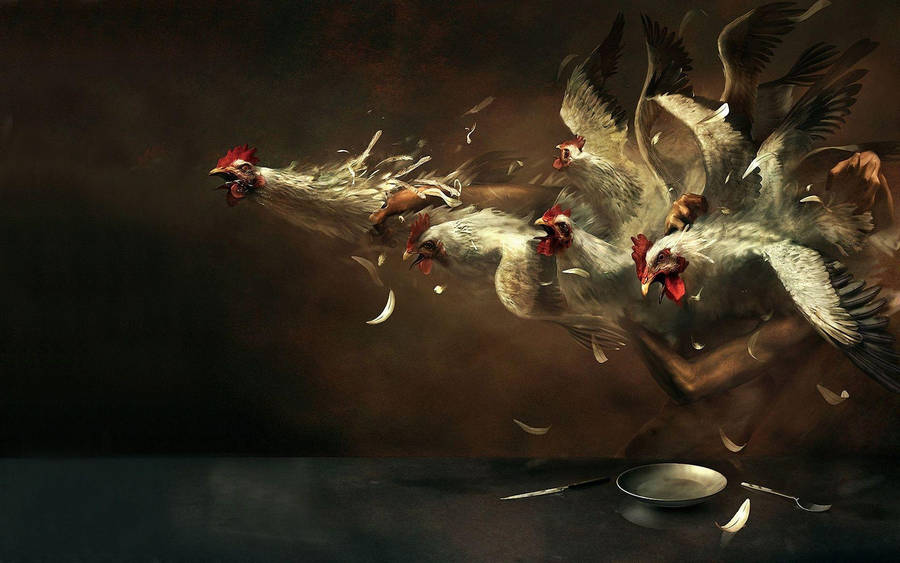 Crazy Chickens Artwork Wallpaper