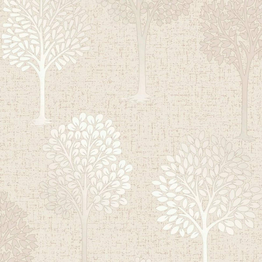 Cream Silver Tree Art Wallpaper
