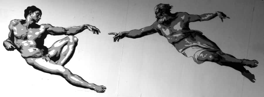 Creation Of Adam 4k Sketched Wallpaper