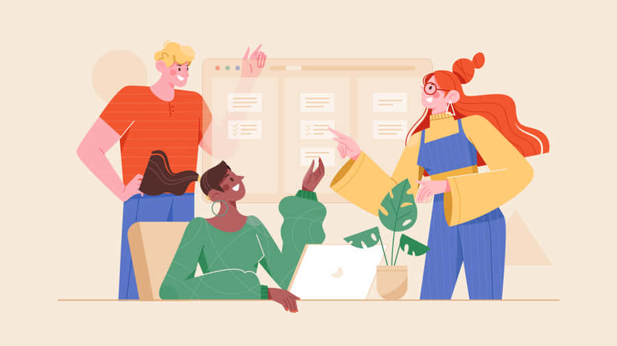 Creative Team Collaboration Illustration Wallpaper