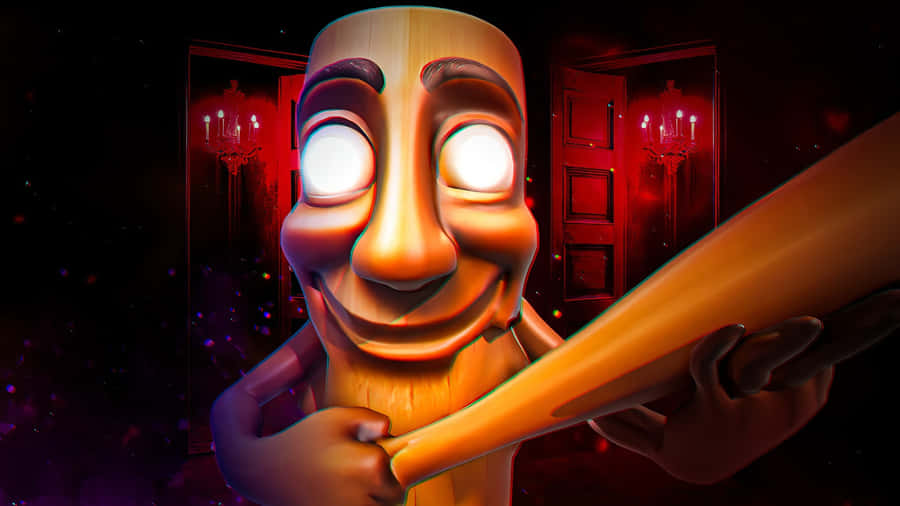 Creepy Animated Character With Bat Wallpaper