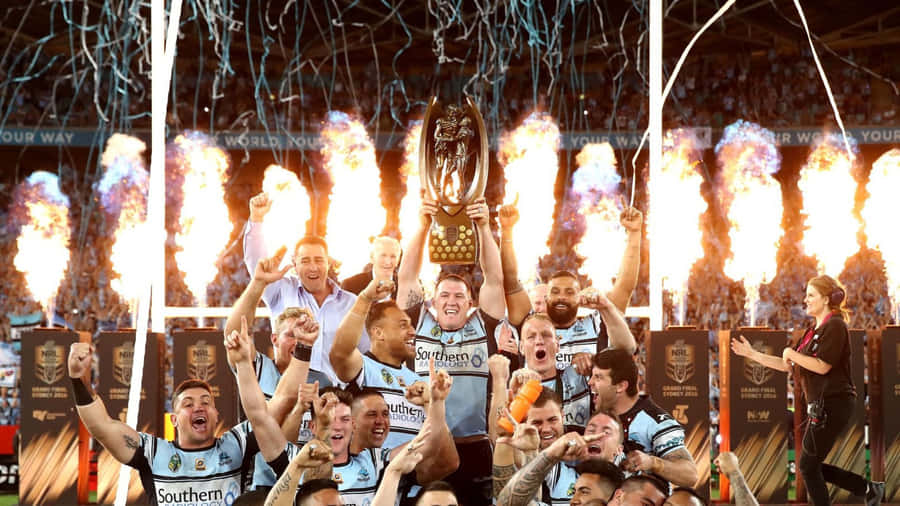 Cronulla Sharks Celebrate Premiership Win Wallpaper