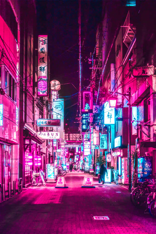 Cruise Through The Dazzling Neon Cityscape. Wallpaper