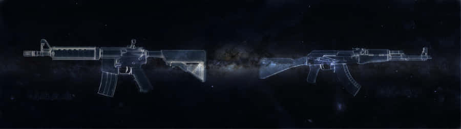 Csgo M4 And Ak Rifle Multi Monitor Display Wallpaper