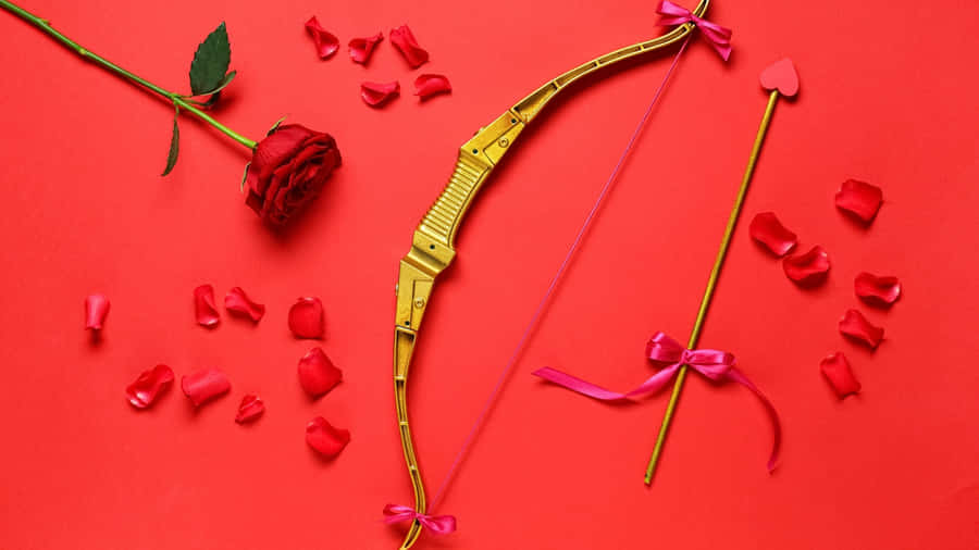 Cupid Arrow With Rose Petals Wallpaper