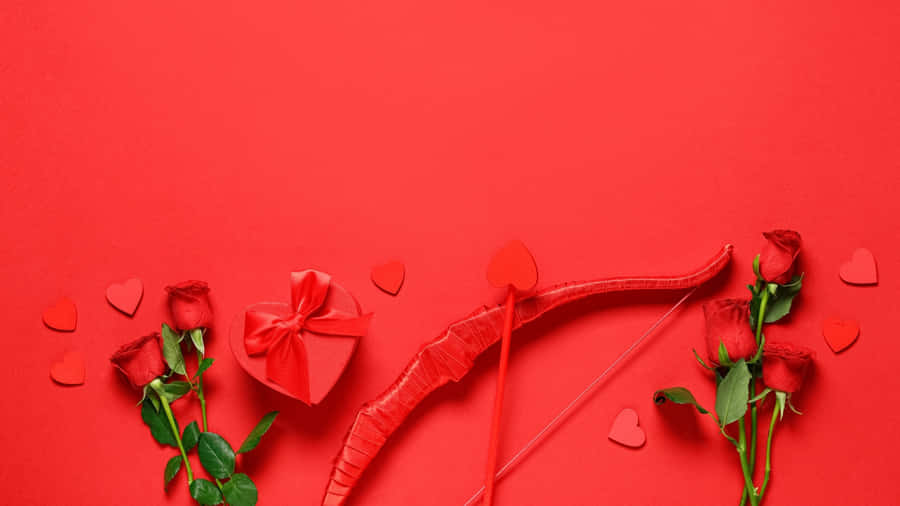 Cupid Arrow With Roses Wallpaper