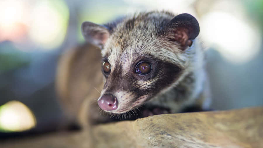 Curious Civet Peering Over Edge Wallpaper