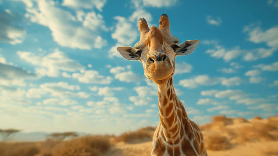 Curious Giraffein Savannah4 K Wallpaper