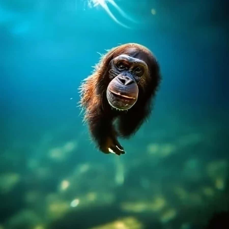 Curious Monkey Underwater Wallpaper
