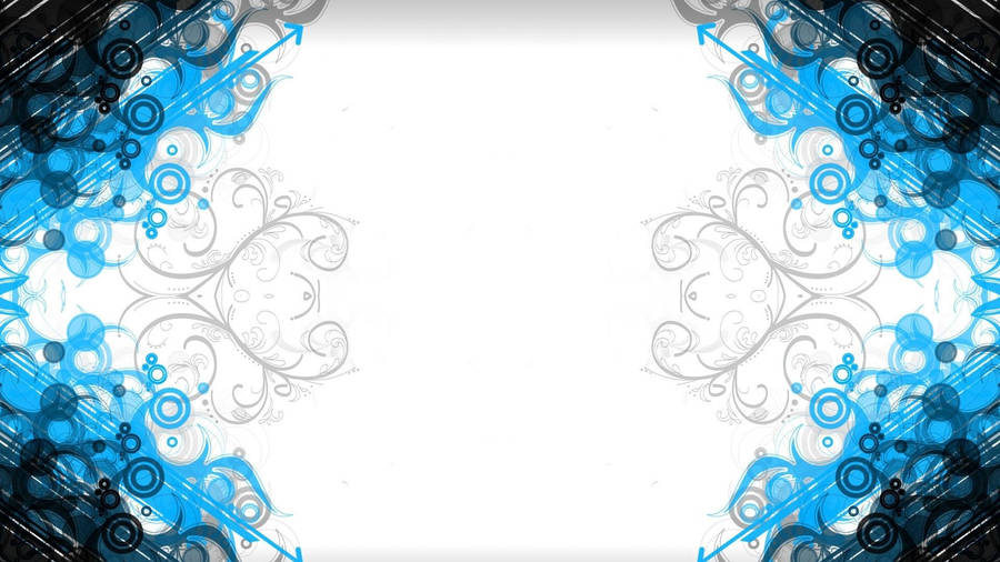 Curly Borders In Black Blue And White Wallpaper