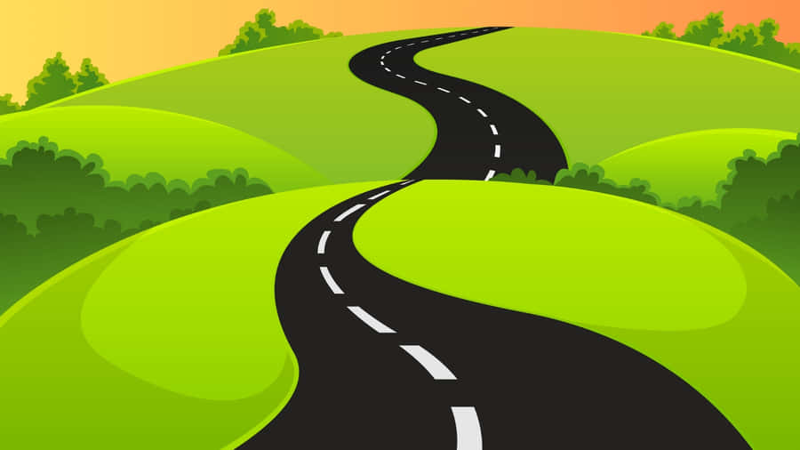 Curvy Cartoon Road Wallpaper