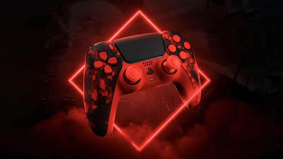 Custom Red Black Ps5 Controller Wallpaper