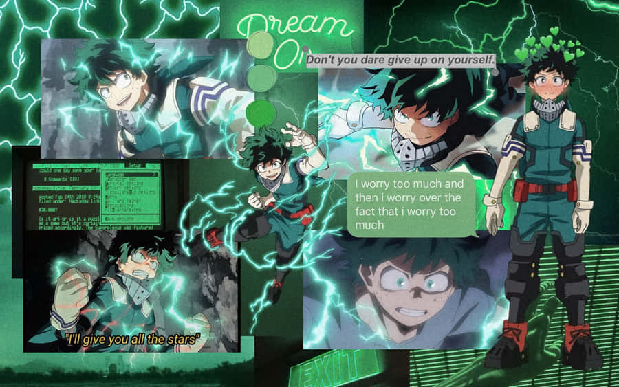 Cute Aesthetic Deku Green Collage Wallpaper