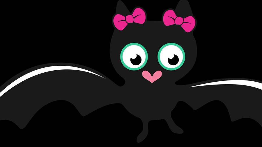 Cute Aesthetic Halloween Cartoon Bat Wallpaper