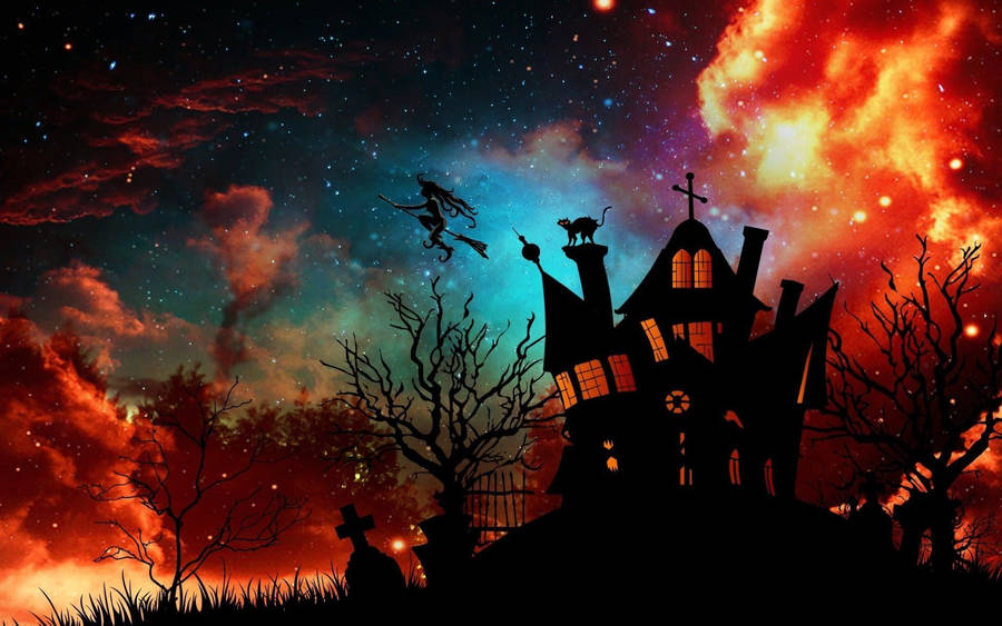Cute Aesthetic Halloween Witch House Wallpaper