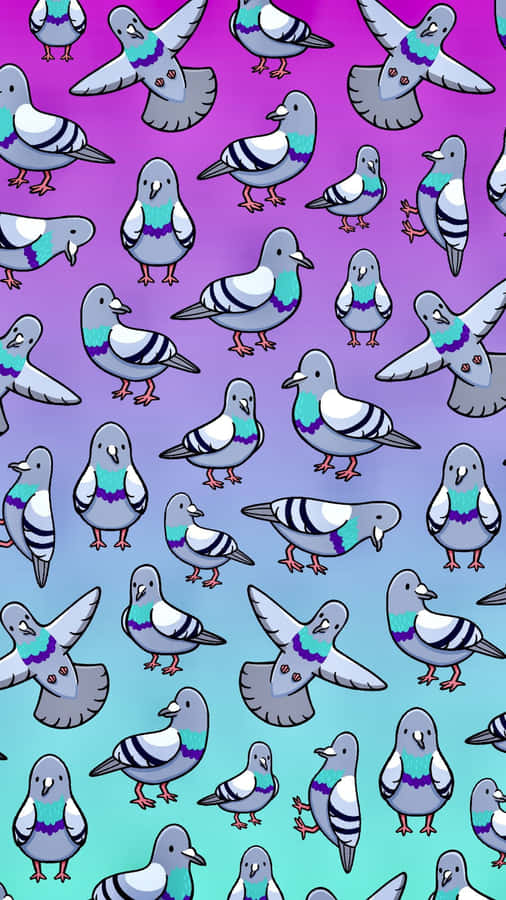 Cute And Colorful Kawaii Bird Wallpaper