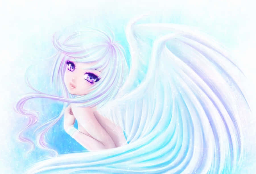 Cute Angel With Lovely Wings Wallpaper