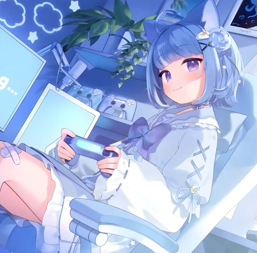Cute Anime Gamer Girl Wallpaper